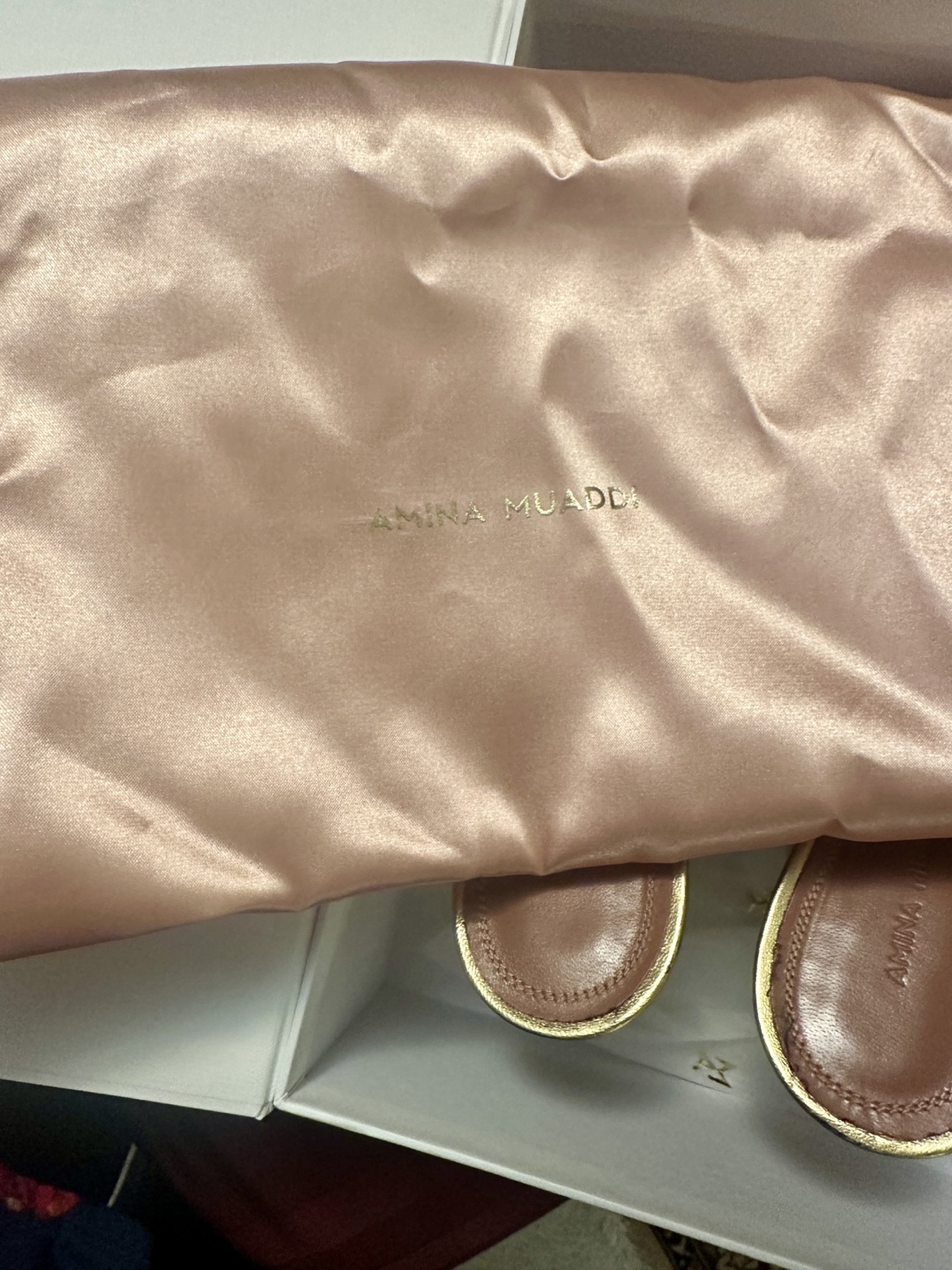 Amina Muaddi Lupita Slipper Metallic Gold Sandals, Size 40 - photo 2
