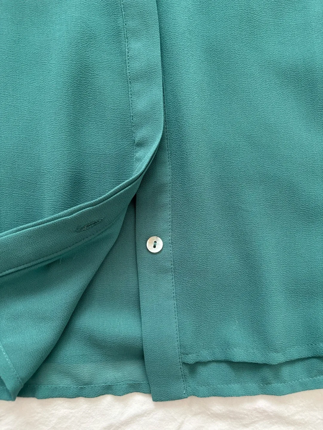 🏈 Teal Sequinned Collared Button Down Blouse image indicator(3)