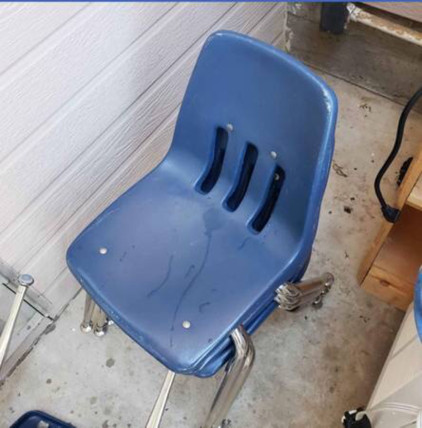 Stackable Blue Plastic Chairs - Set of 3