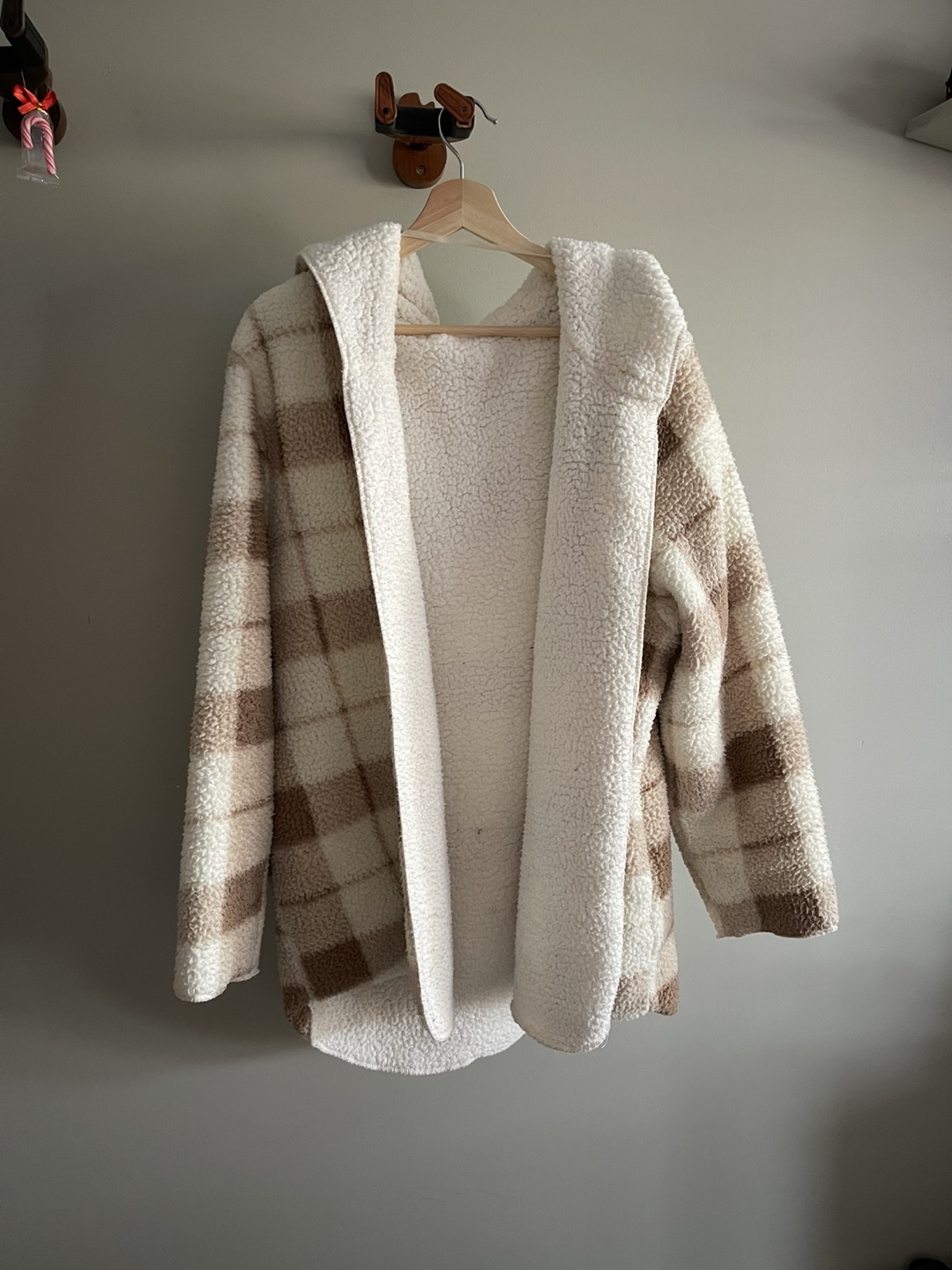 Cream and Brown Sherpa Jacket