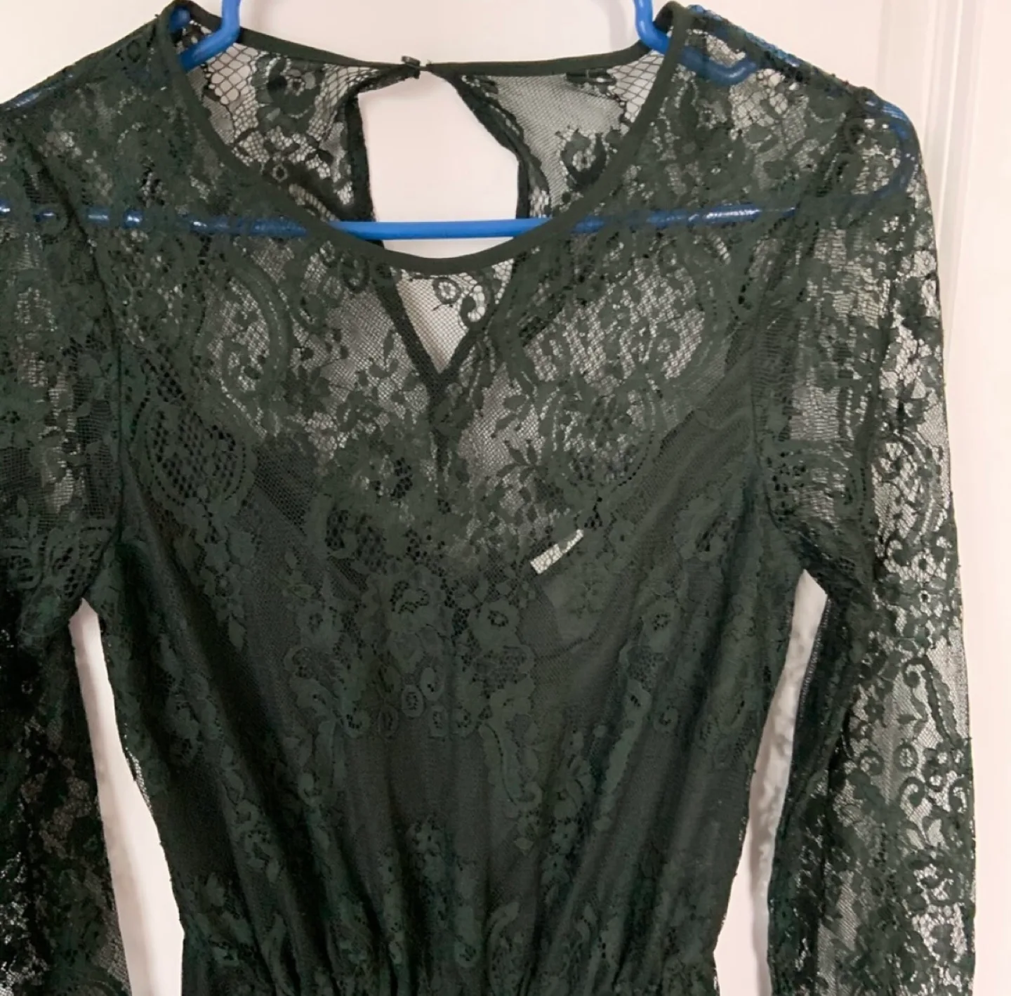 H&M Dark Green Lace Midi Dress, Size 0 image indicator(3)