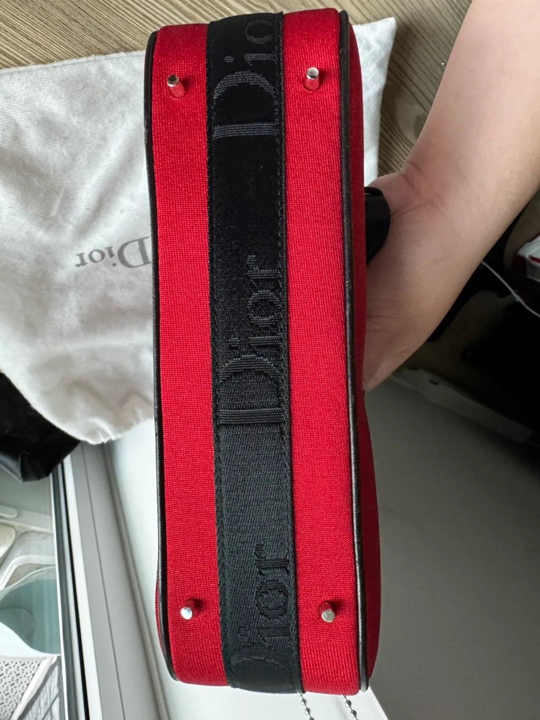 Authentic Christian Dior Red & Black Shoulder Bag image indicator(3)