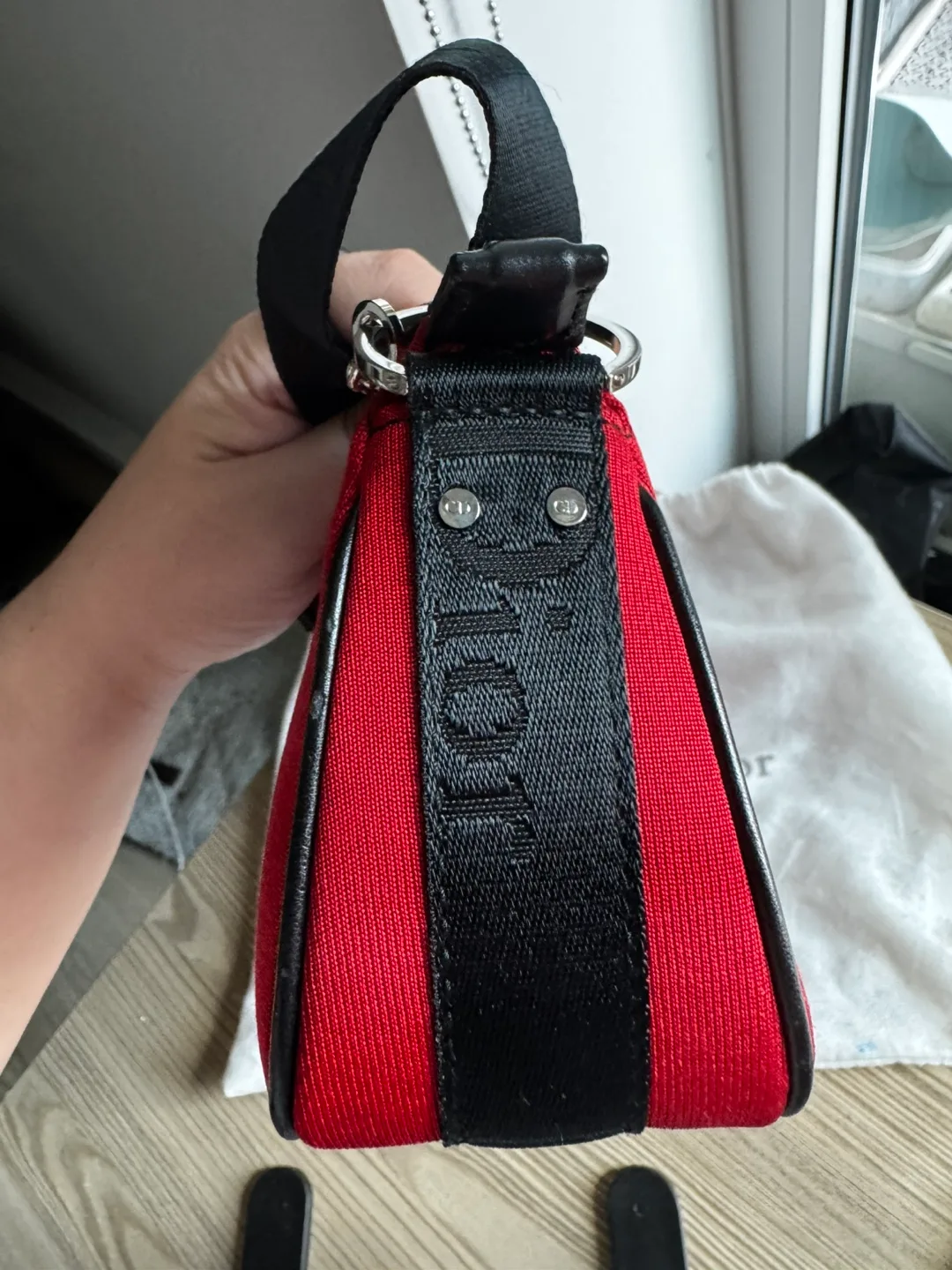 Authentic Christian Dior Red & Black Shoulder Bag image indicator(2)