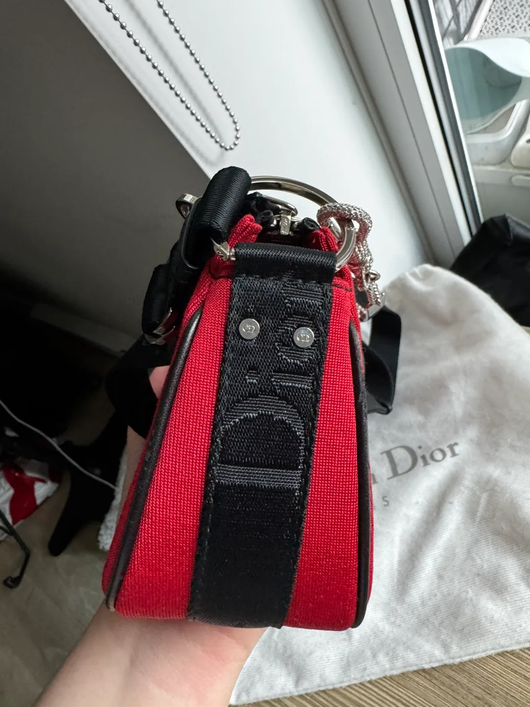 Authentic Christian Dior Red & Black Shoulder Bag image indicator(4)