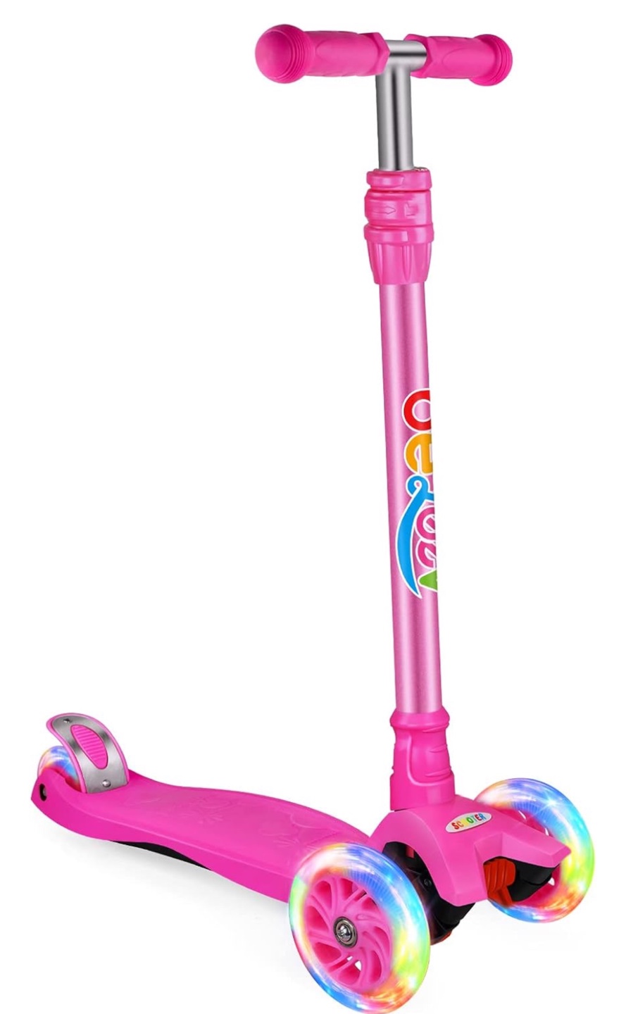 Pink Children's Scooter with LED Wheels
