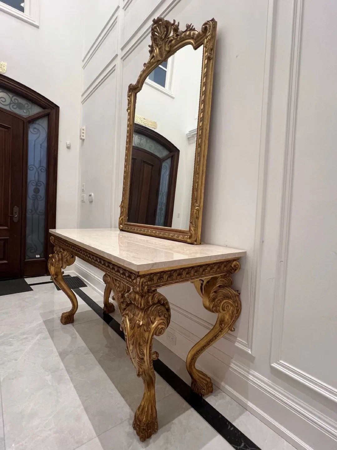 🚚moving sale 🚚Luxury Gold Console Gold Framed Mirror image indicator(6)