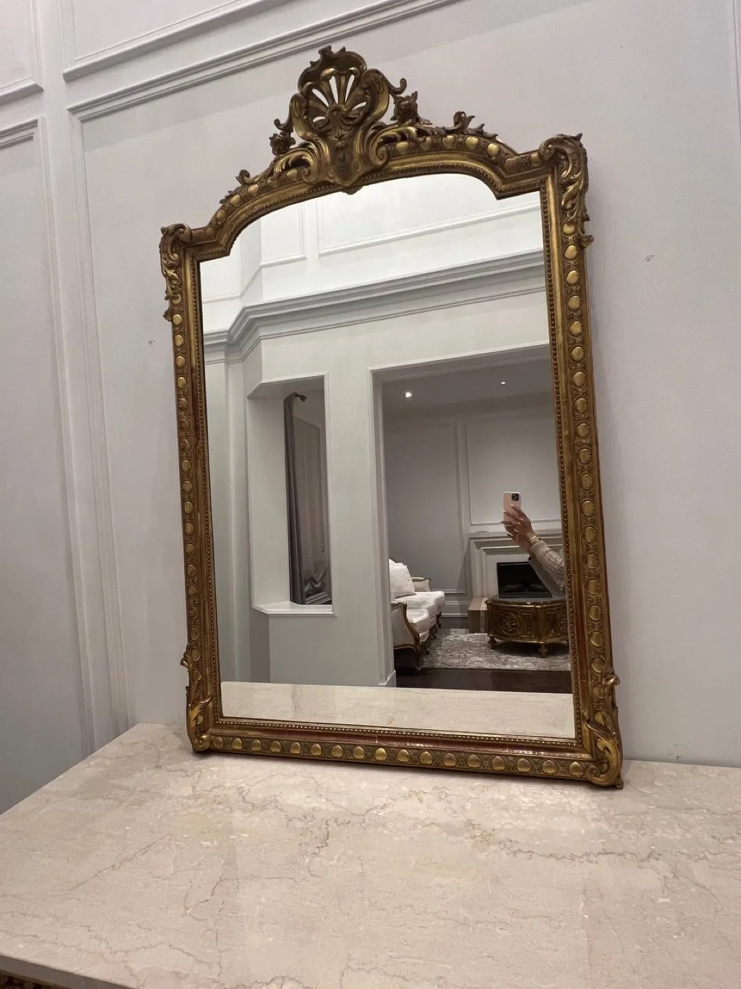 🚚moving sale 🚚Luxury Gold Console Gold Framed Mirror image indicator(5)