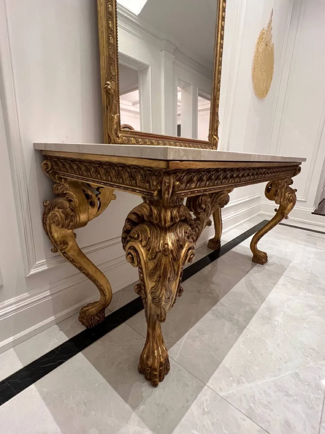 🚚moving sale 🚚Luxury Gold Console Gold Framed Mirror image indicator(8)