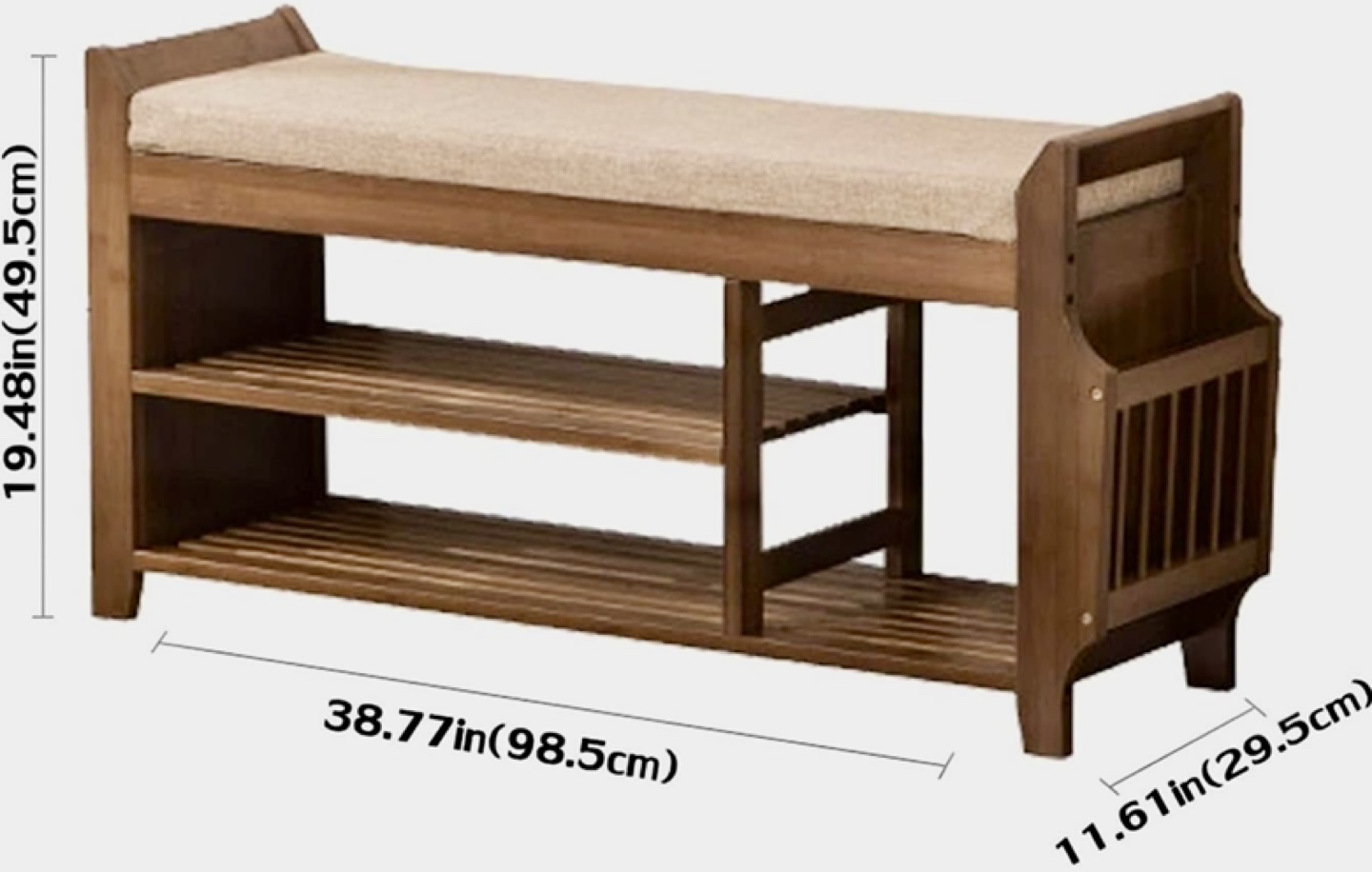 Wooden Shoe Bench with Storage - photo 2