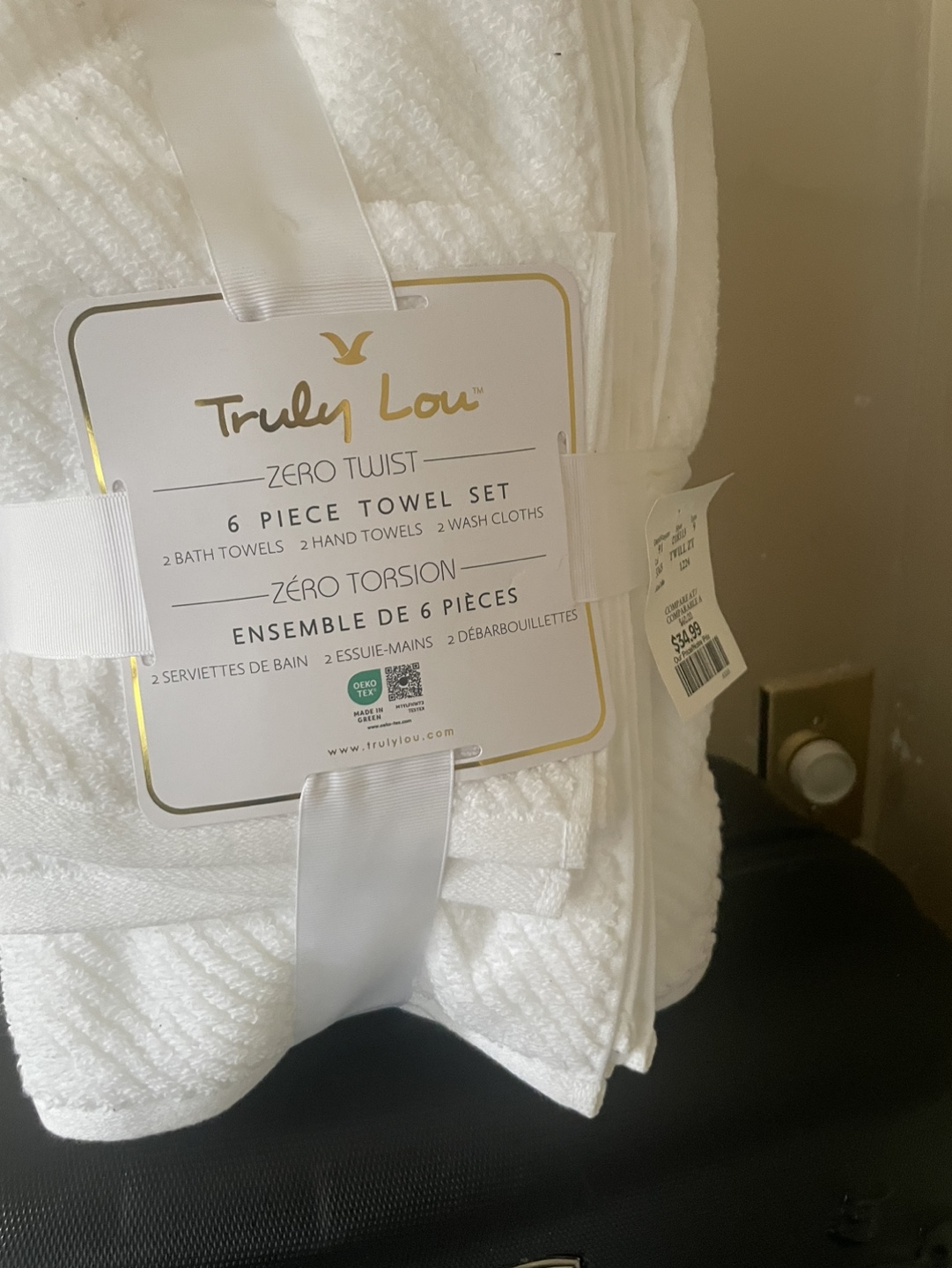 Truly Lou Zero Twist 6-Piece Towel Set - White