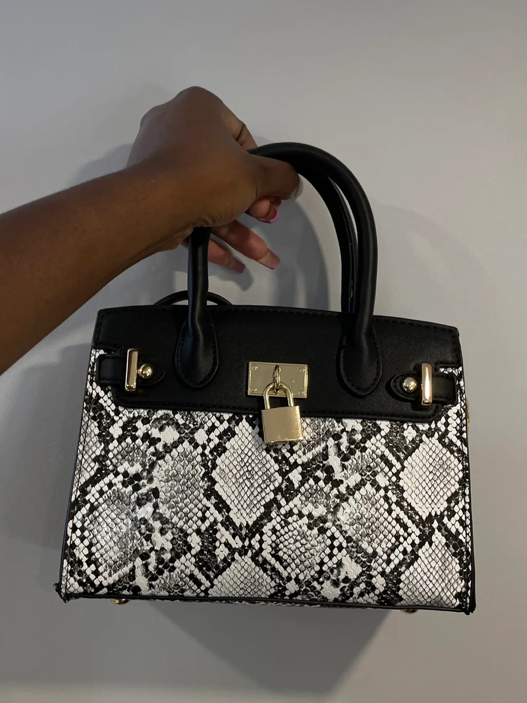Snakeskin Handbag - Black and White thumbnail