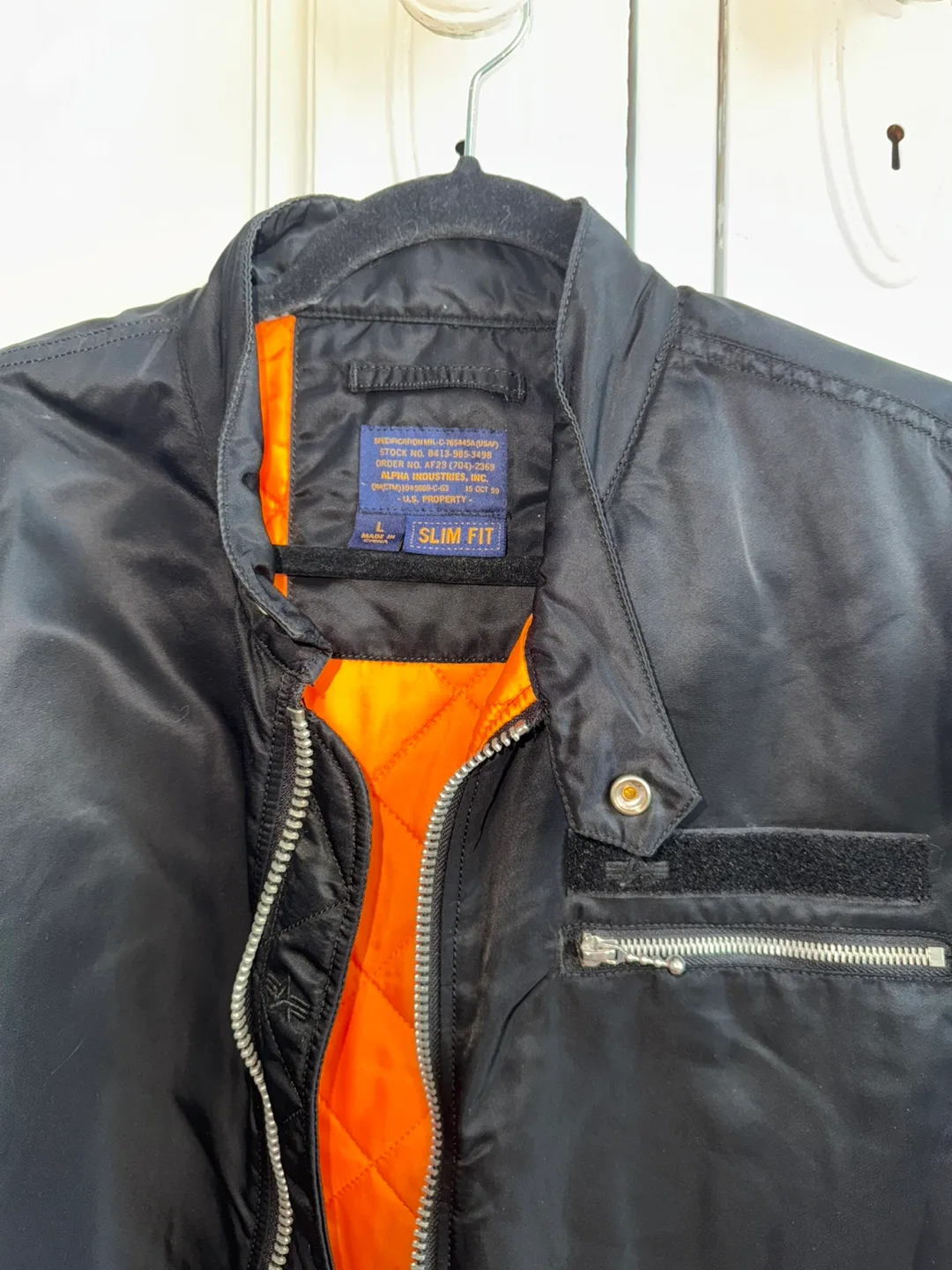 Men's Black Slim Fit MA-1 Bomber Jacket image indicator(2)