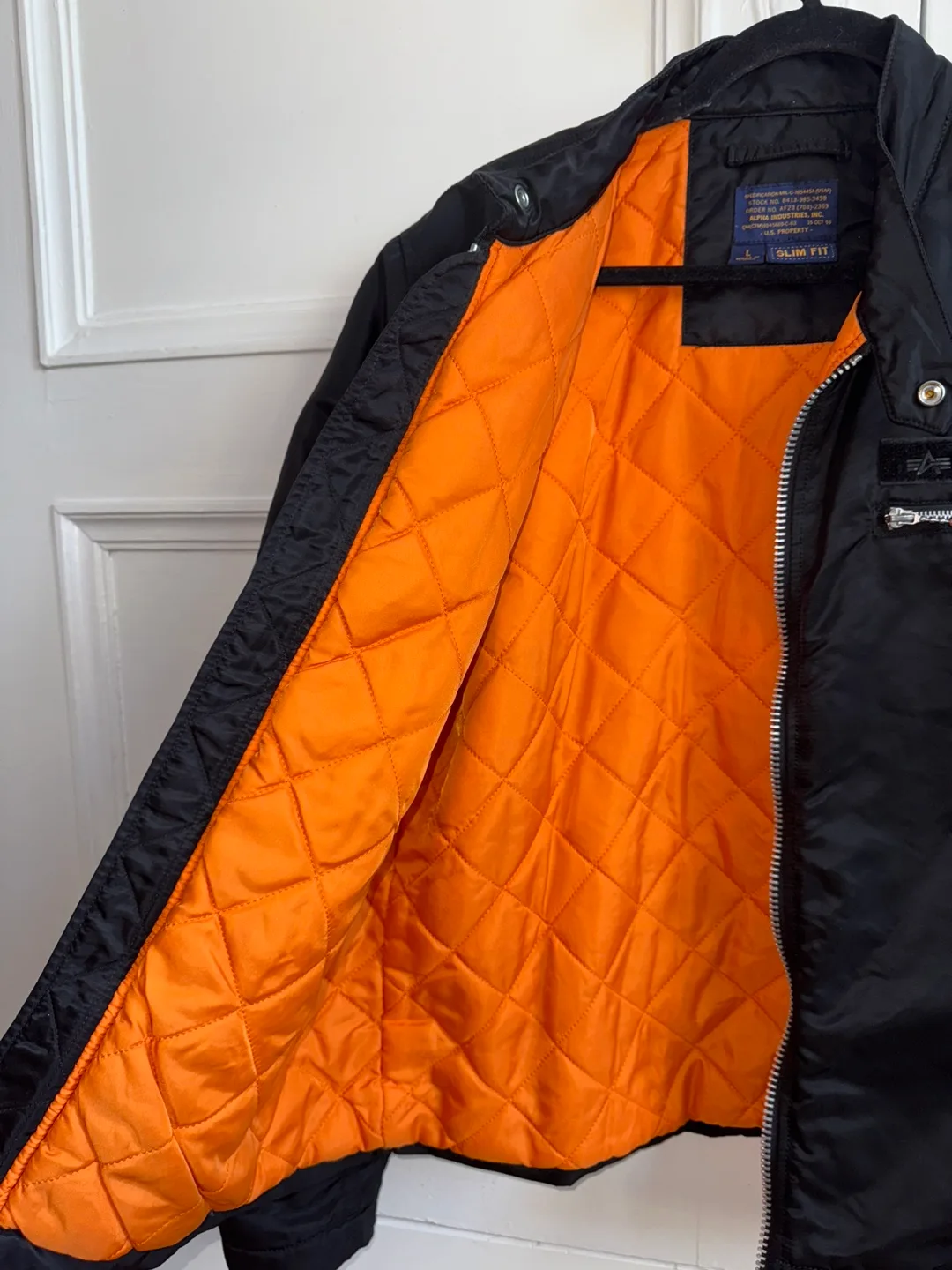 Men's Black Slim Fit MA-1 Bomber Jacket image indicator(3)