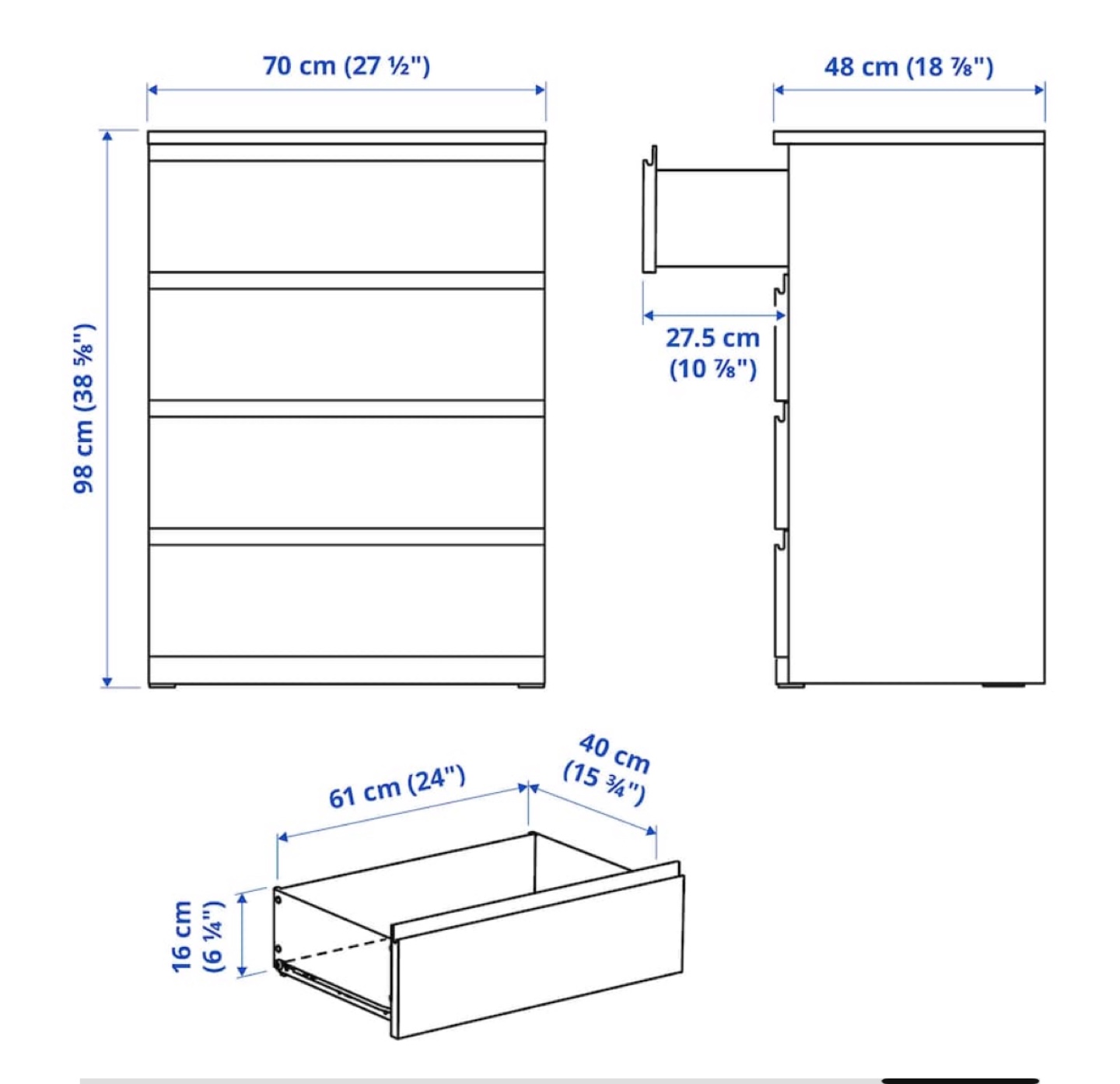 White IKEA MALM 4-Drawer Chest - photo 4