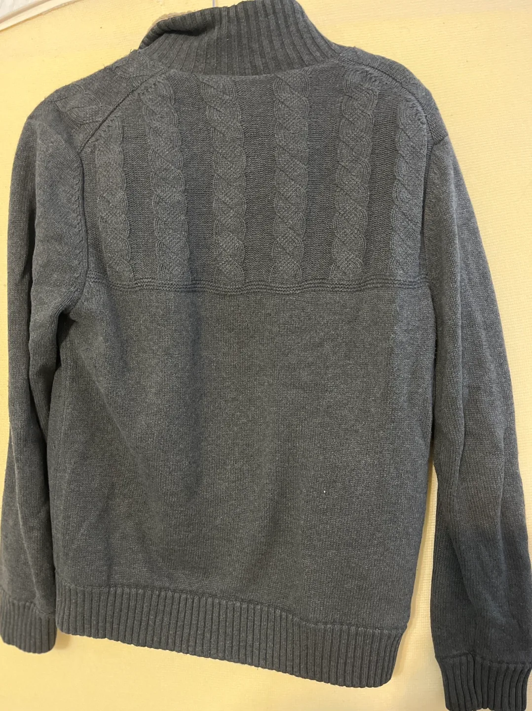 Tommy Hilfiger Men's Grey Cable Knit Zip-Up Jacket image indicator(4)