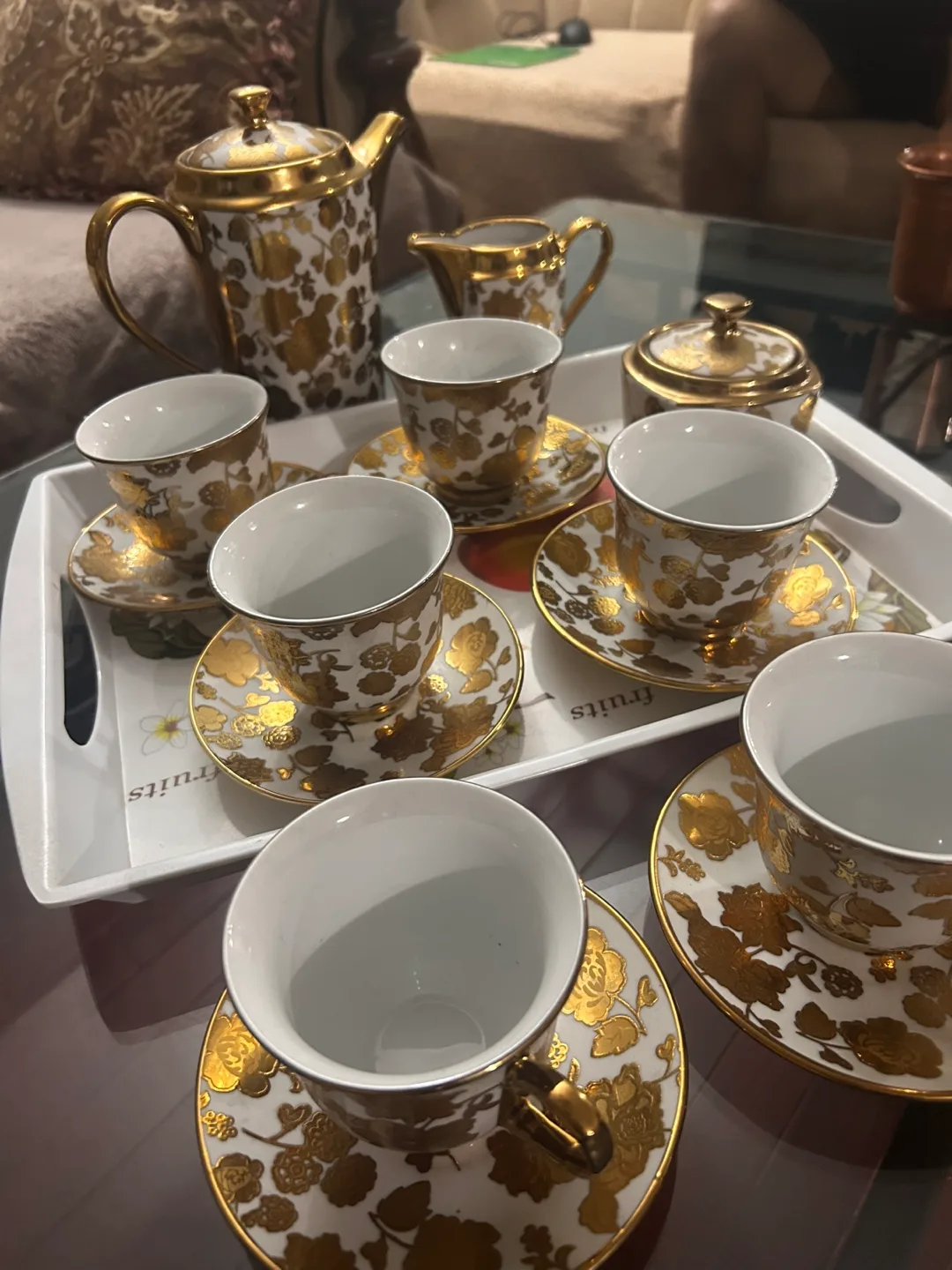 Elegant Gold and White Tea Set image indicator(3)