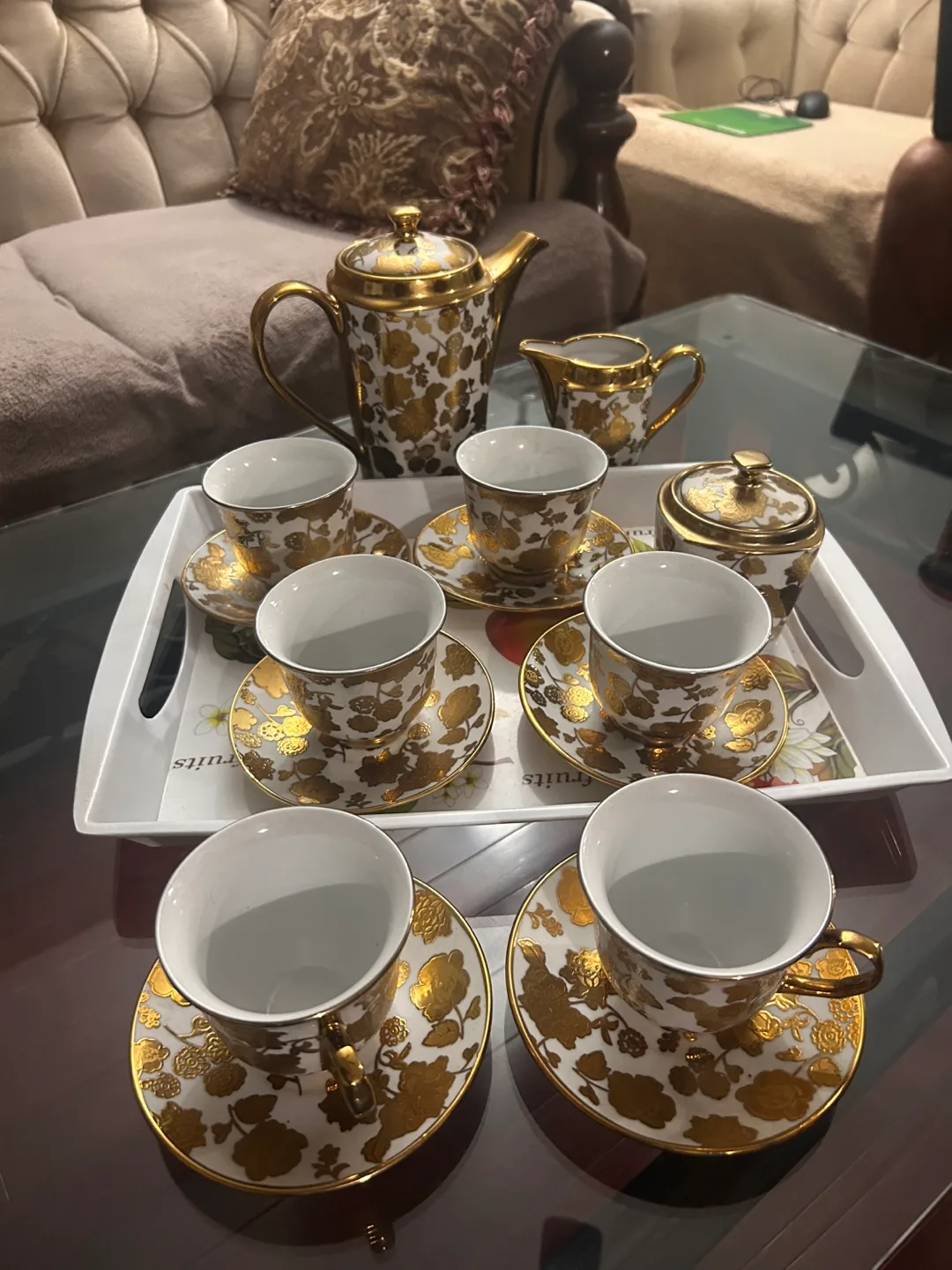 Elegant Gold and White Tea Set image indicator(2)