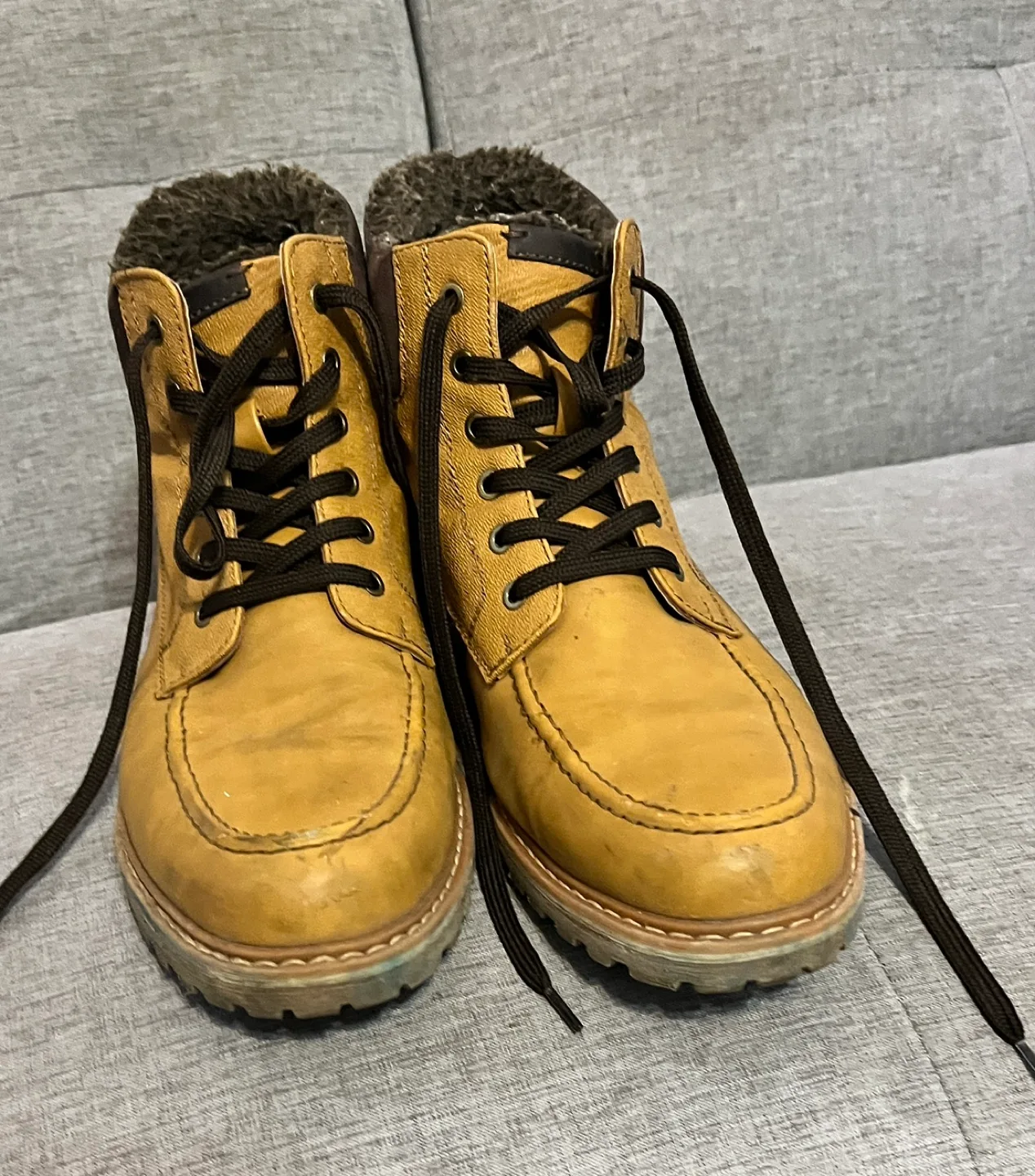 Men's Call It Spring Brown Leather Boots, Size 8 image indicator(2)