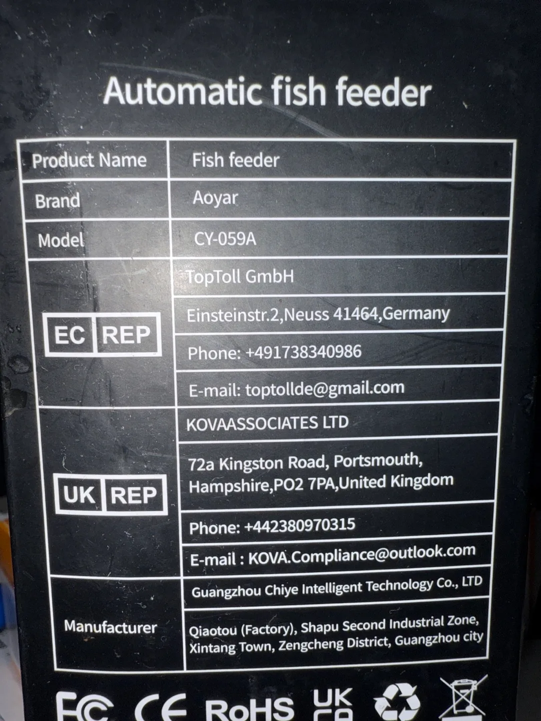 AOYAR Automatic Fish Feeder CY-059A image indicator(2)