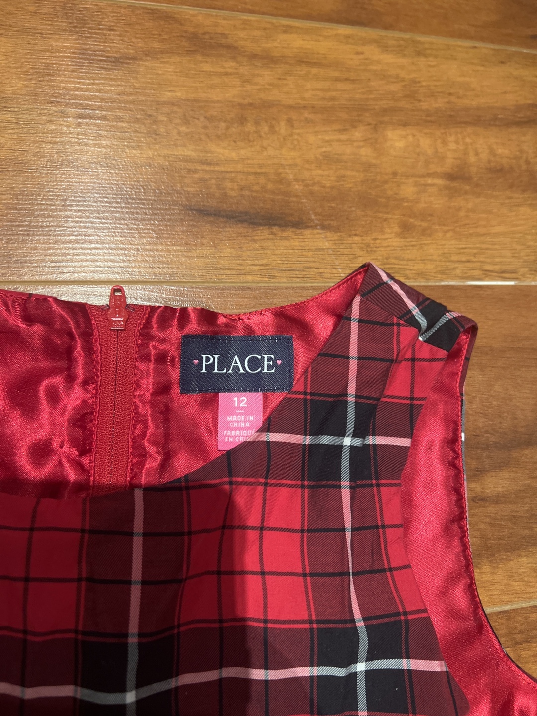 Girl's Red Plaid Sleeveless Dress Size 12 - photo 3
