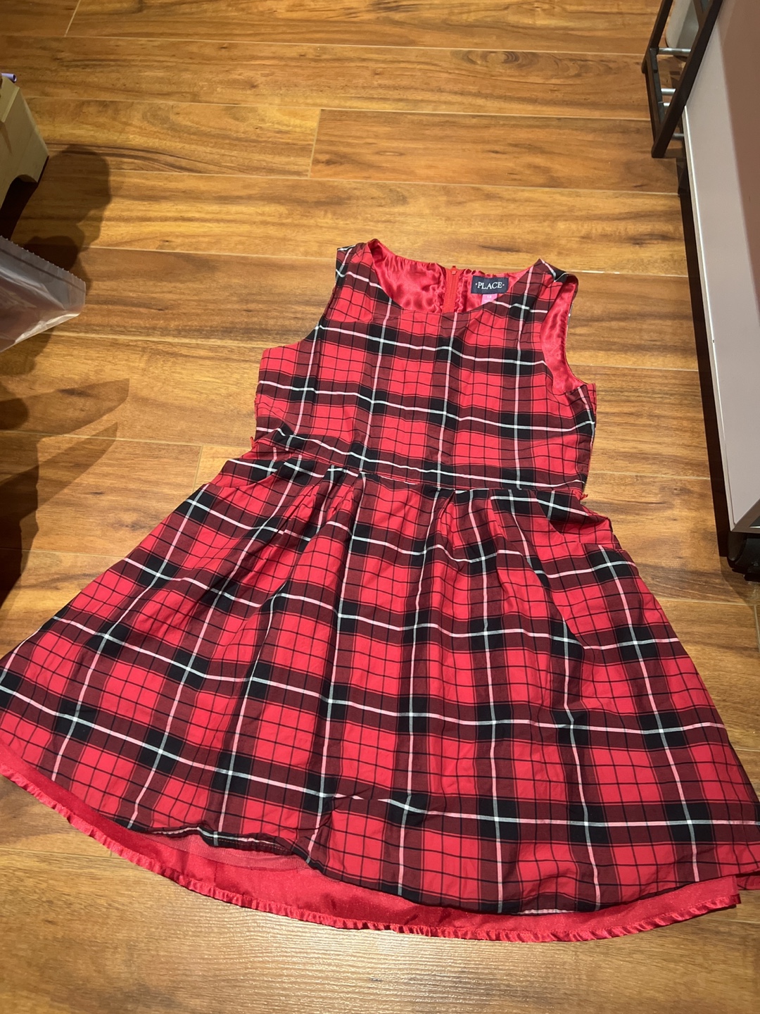 Girl's Red Plaid Sleeveless Dress Size 12