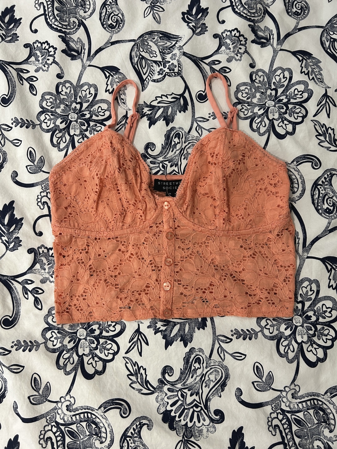 Peach Lace Crop Top