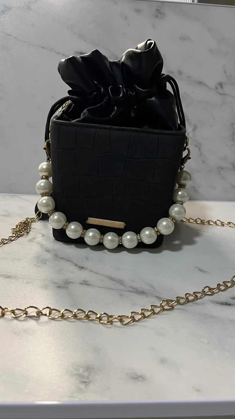 Black Crocodile-Embossed Pearl-Handle Mini Bag thumbnail