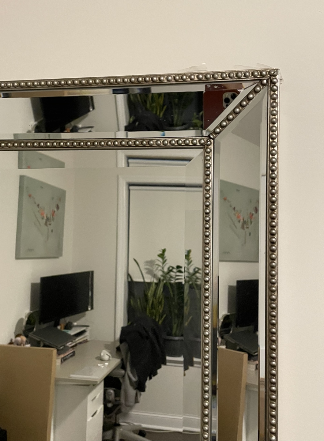 Elegant Beaded Frame Full-Length Mirror