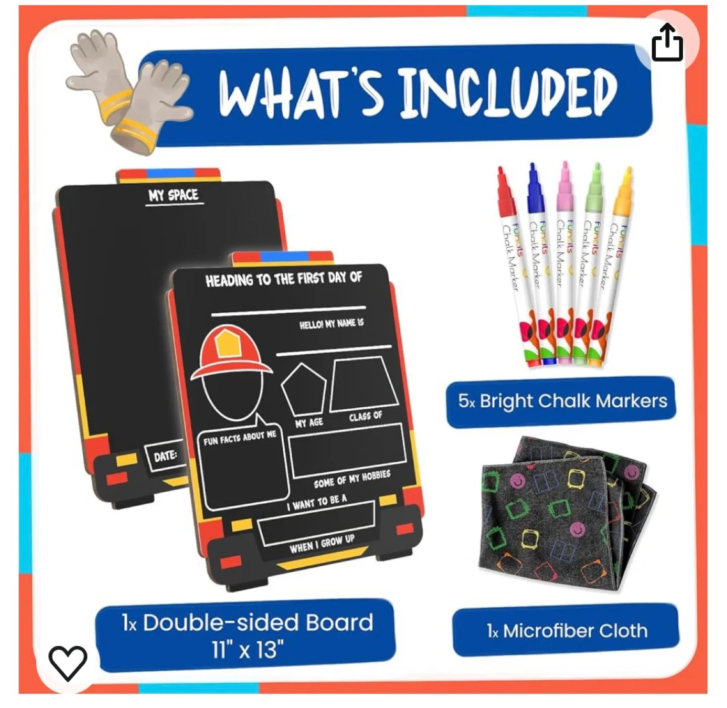 Double-Sided Firetruck Blackboard for Kids - Back to School image indicator(3)