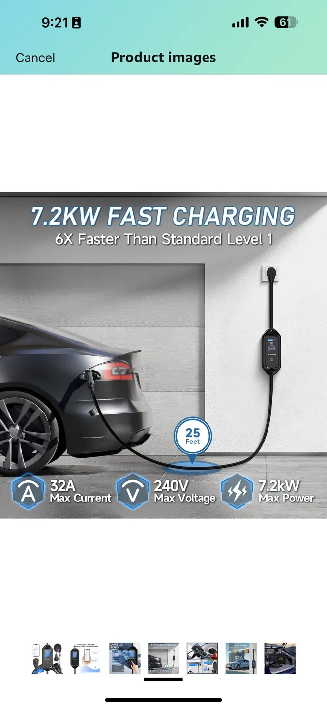 25ft 6-32A EV Charger - 7.2kW Fast Charging Station image indicator(4)