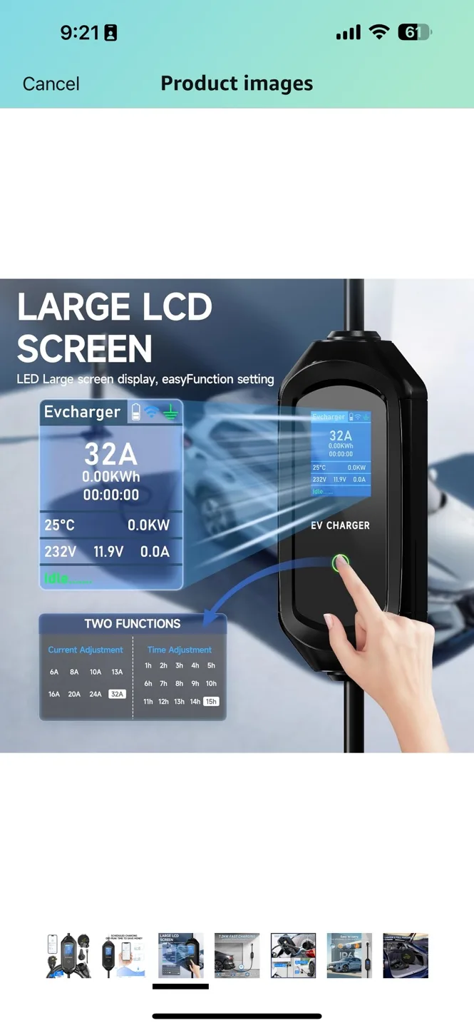 25ft 6-32A EV Charger - 7.2kW Fast Charging Station image indicator(3)