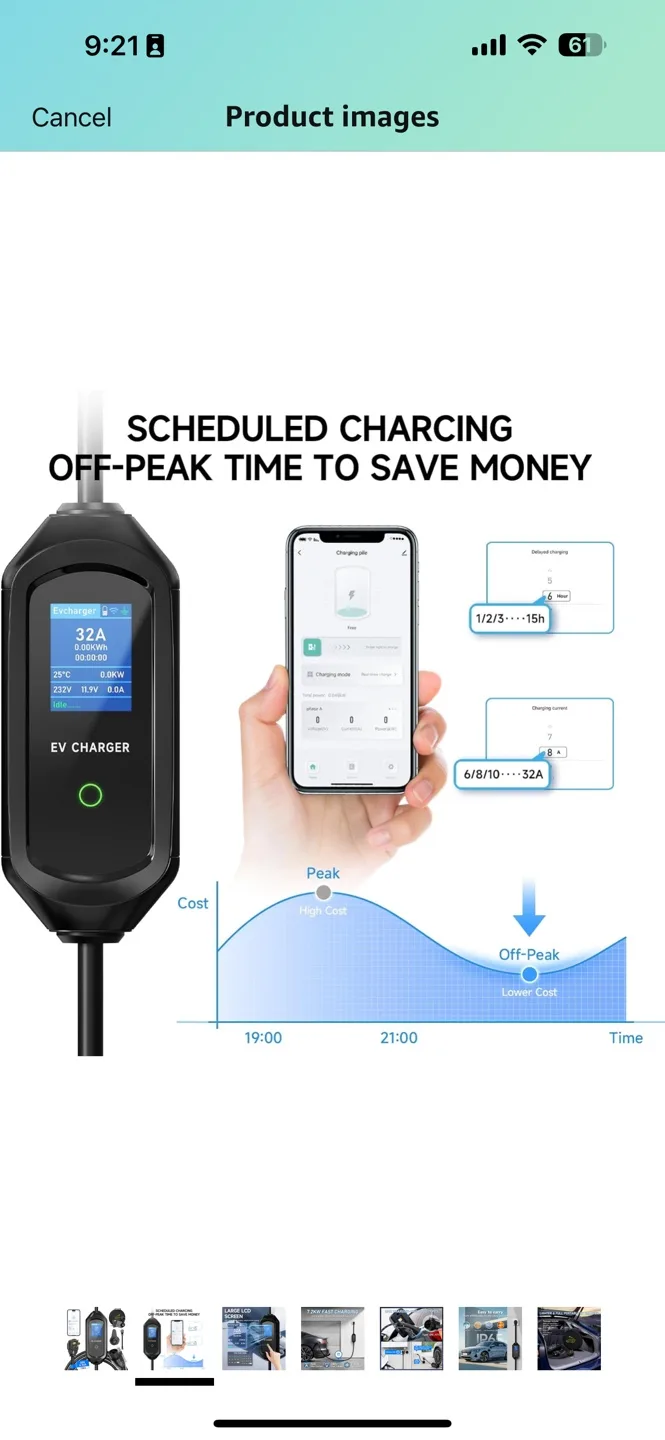 25ft 6-32A EV Charger - 7.2kW Fast Charging Station image indicator(2)