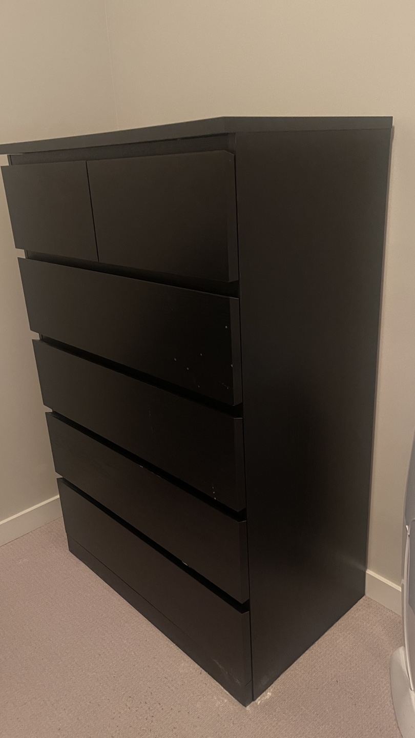 IKEA MALM 6-Drawer Chest - Black/Brown