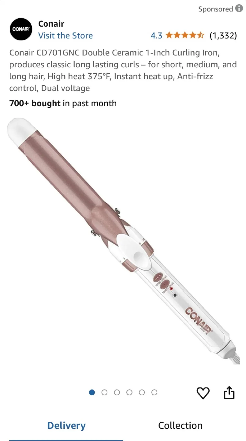 Conair CD701GNC 1-Inch Double Ceramic Curling Iron image indicator(4)