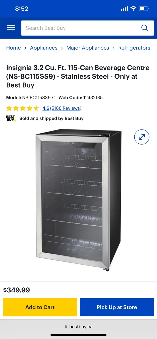 Insignia 3.2 Cu. Ft. 115-Can Beverage Centre thumbnail