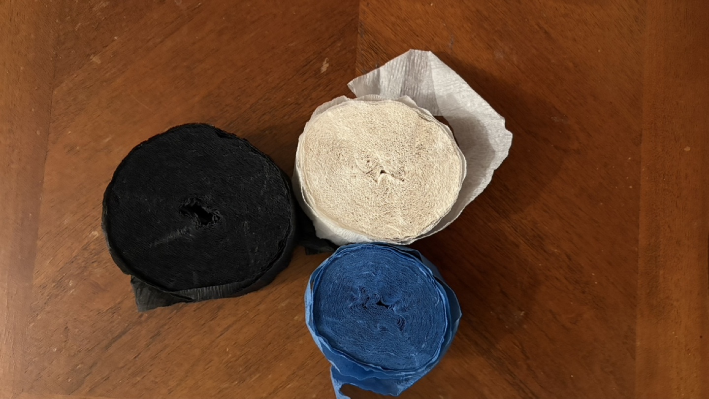 Three Rolls of Crepe Paper Streamers