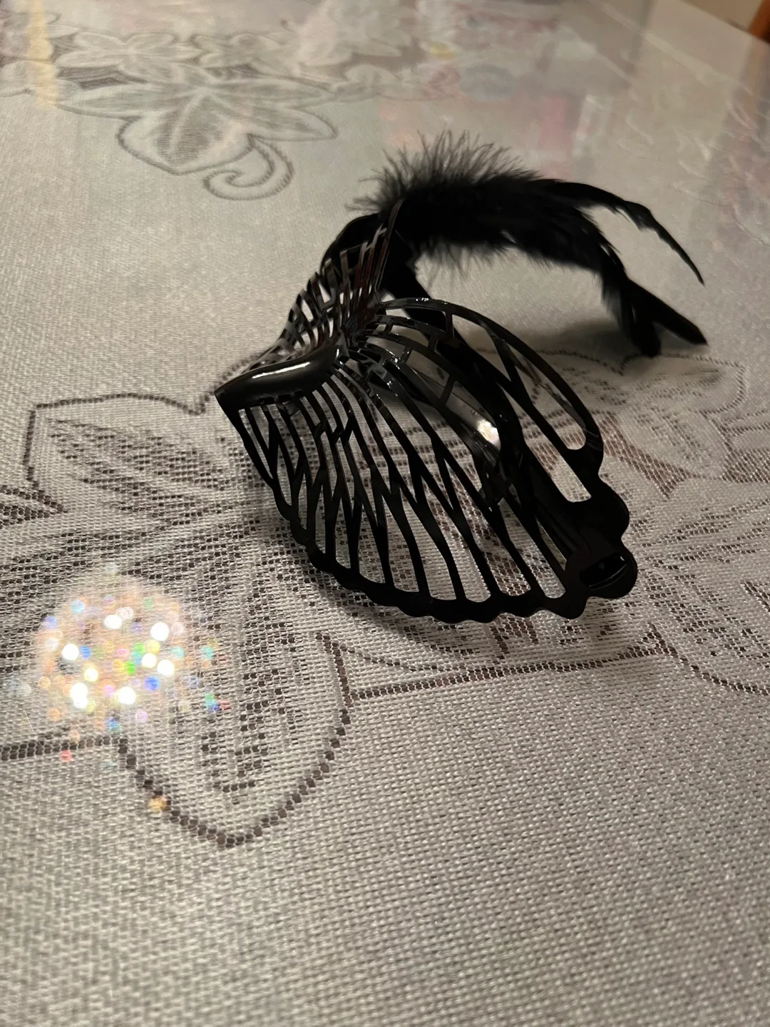 🥕Black Feather Mask with Skull Detail image indicator(2)