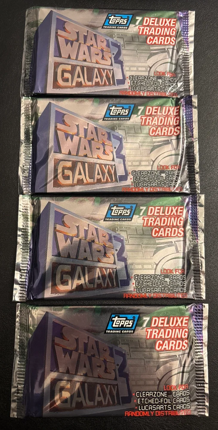 🏈 Four Packs of 1995 Star Wars Galaxy Series 3 Trading Cards thumbnail