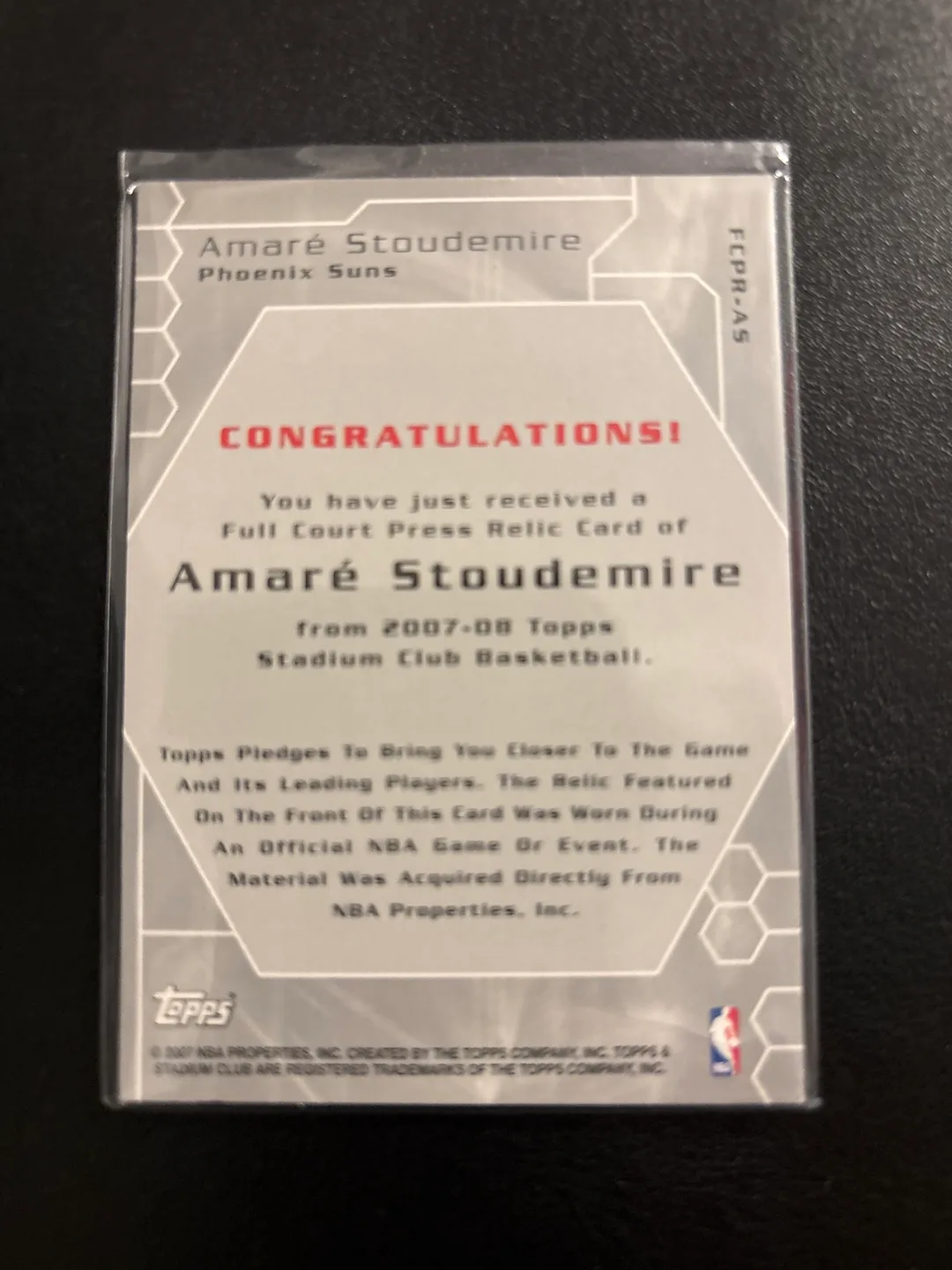 🏈Amare Stoudemire 07-08 Topps Full Court Press Relic Card #188 image indicator(2)