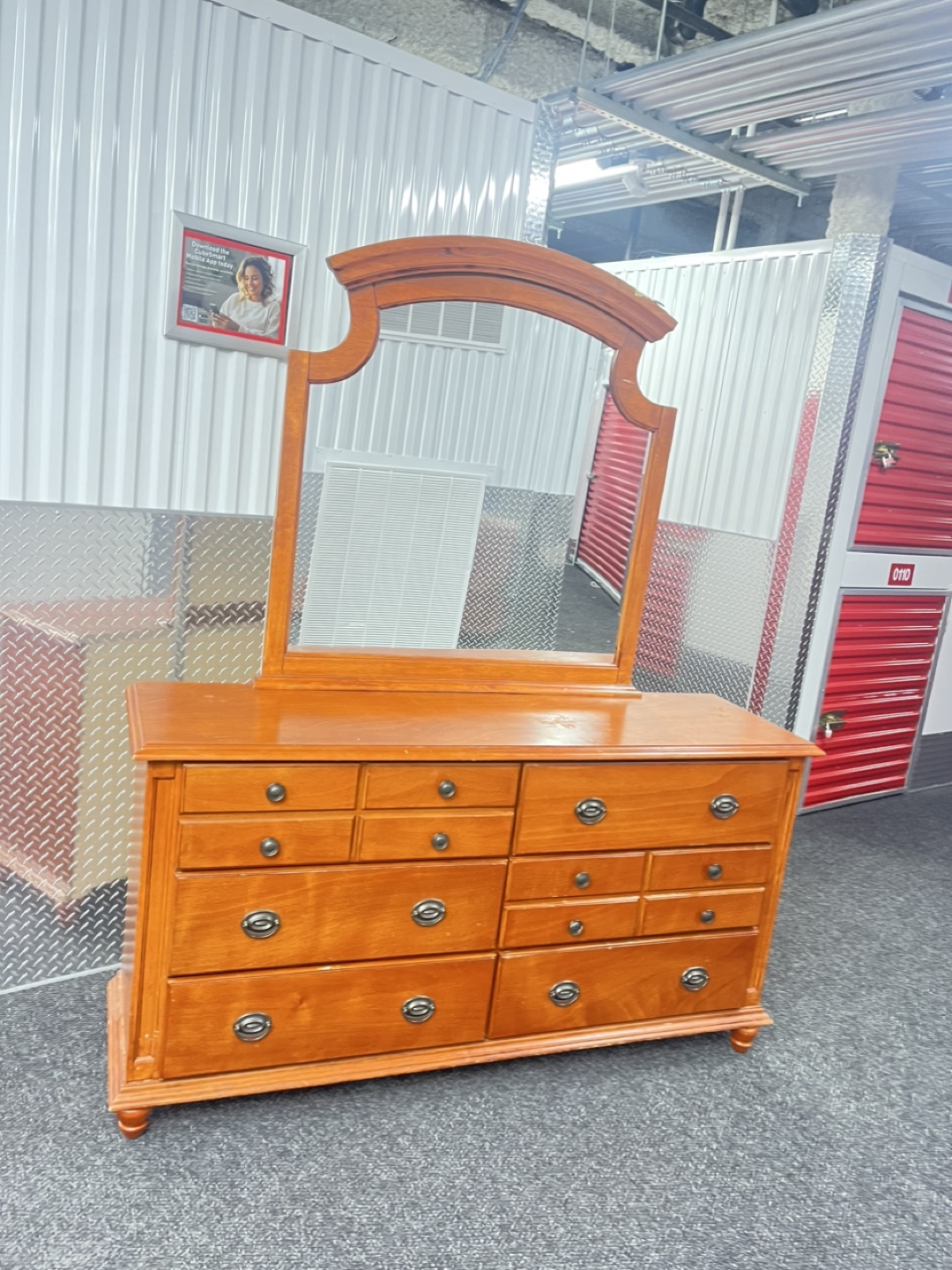 Wooden dresser with mirror