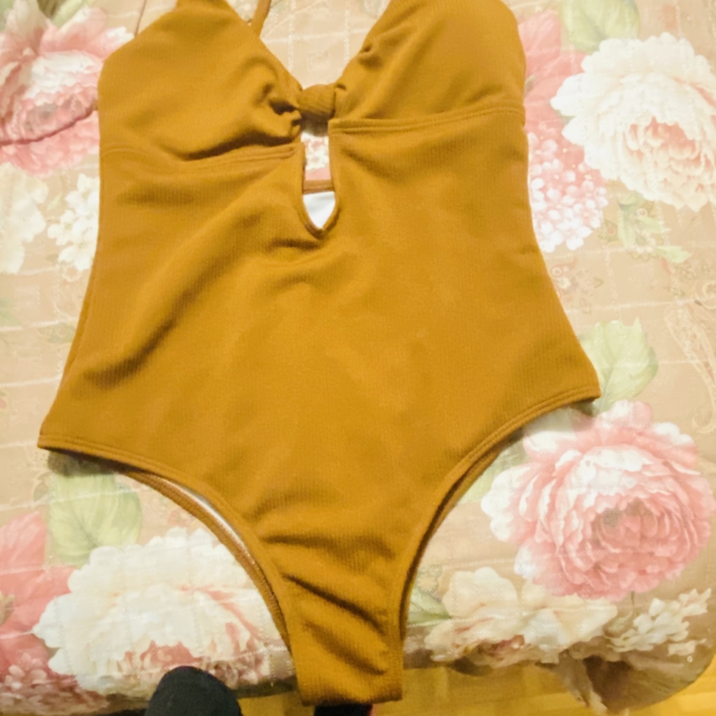 Women's Mustard/Rust-Coloured One-Piece Swimsuit