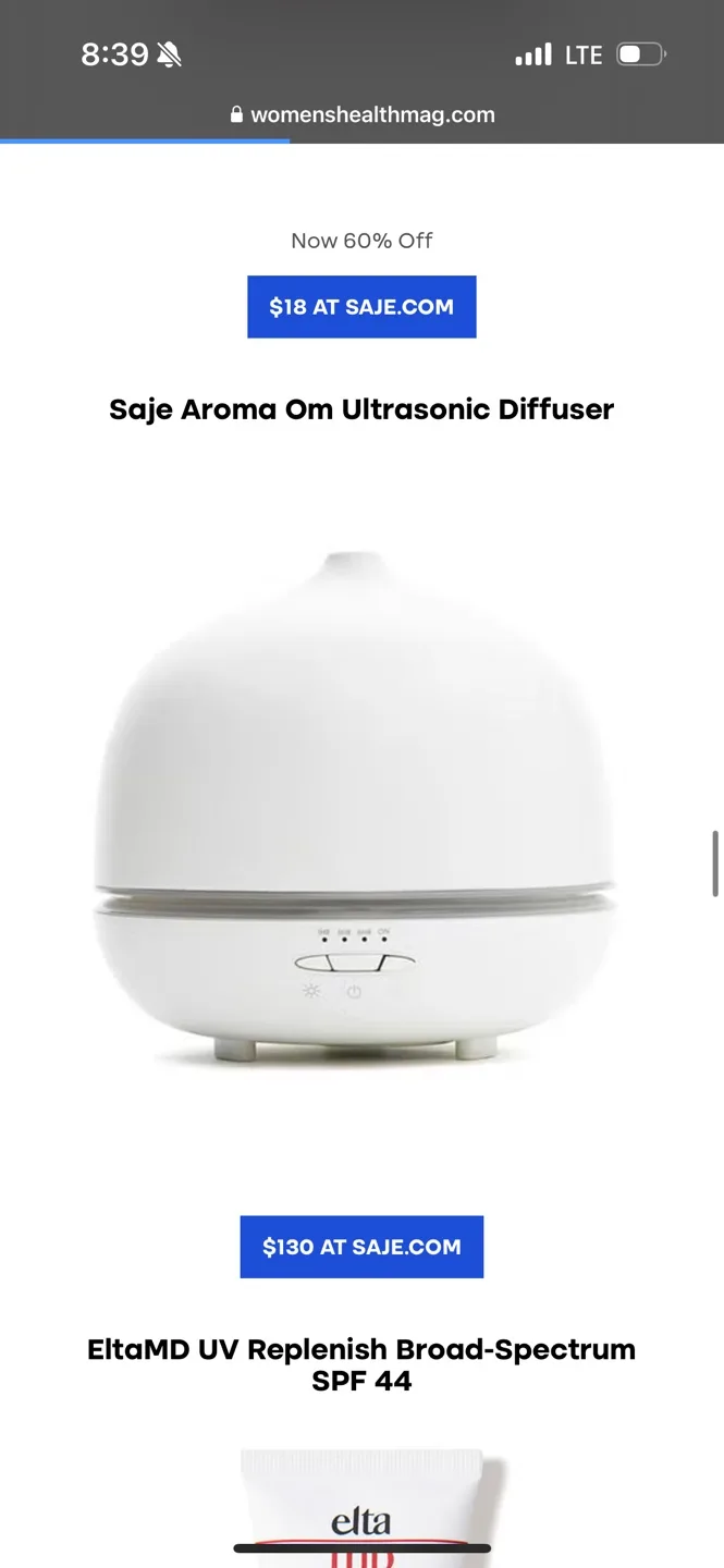 White Ceramic Saje Essential Oil Diffuser image indicator(2)
