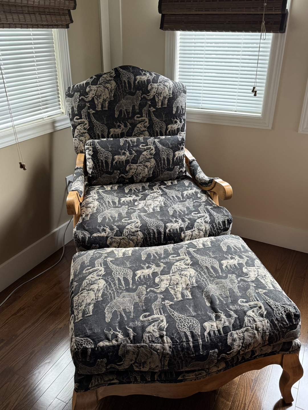 Safari Print Accent Chair and Ottoman