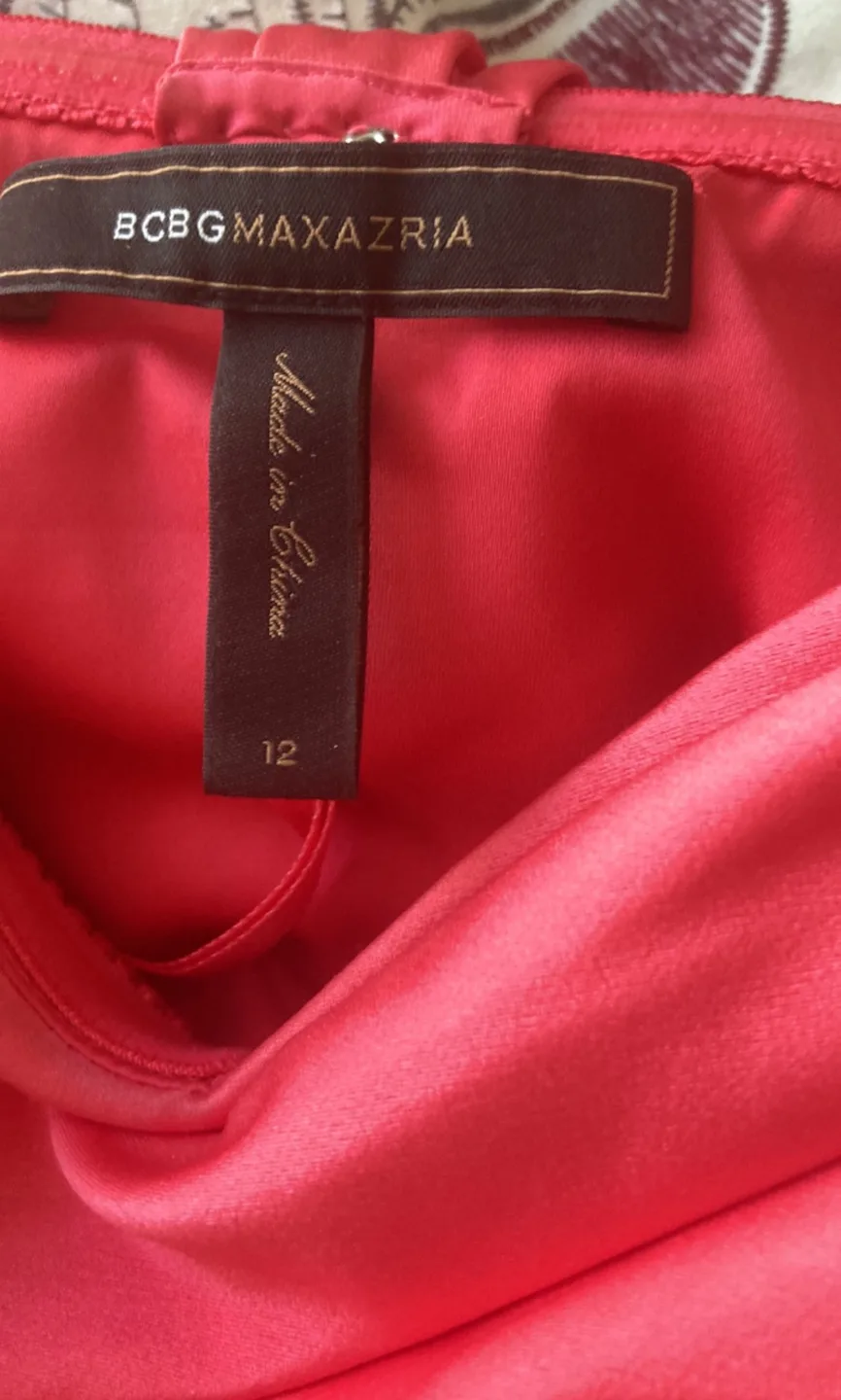 Coral Pink Satin Strapless Dress …Size 12 image indicator(3)