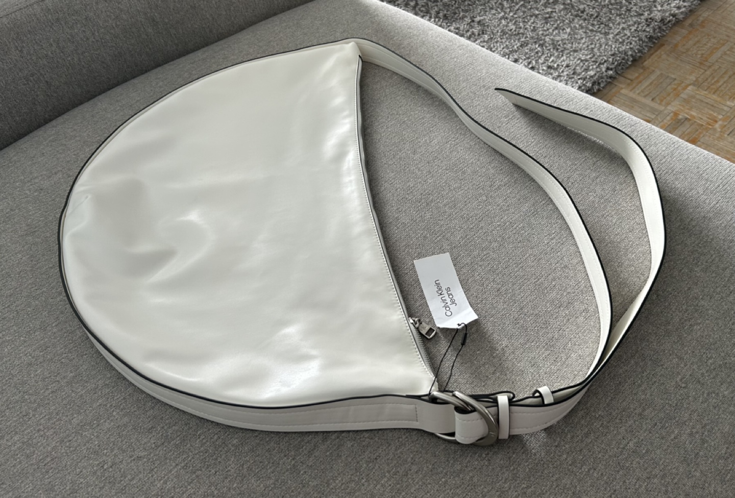Calvin Klein Jeans White Half-Moon Crossbody Bag