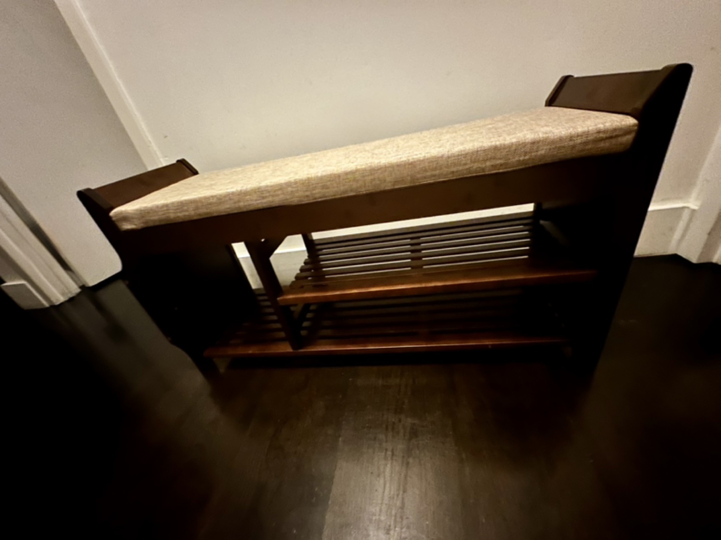 Wooden Shoe Bench with Storage - photo 3