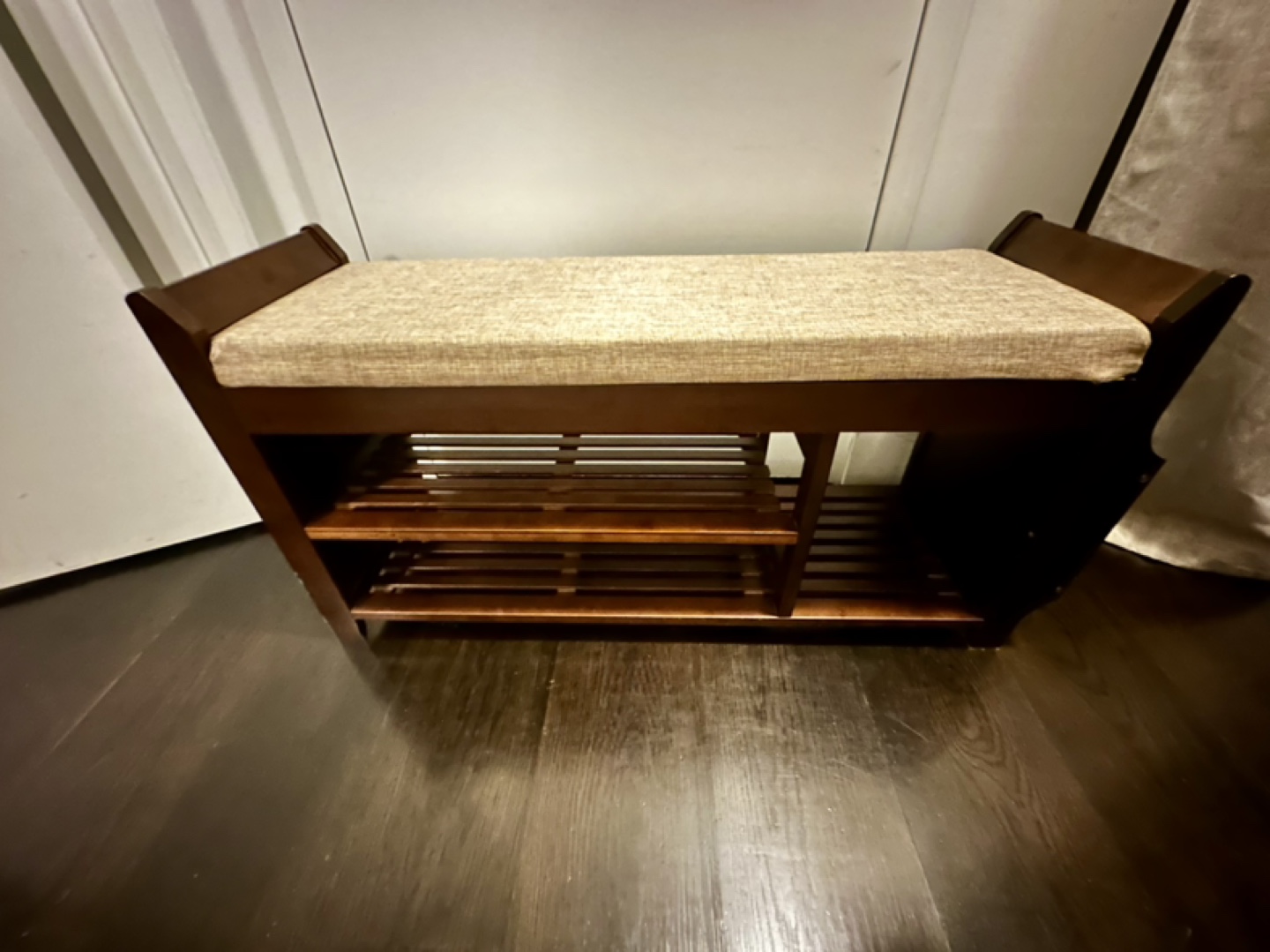 Wooden Shoe Bench with Storage - photo 5