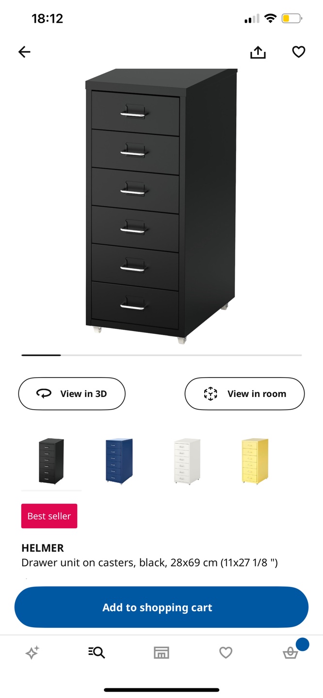 IKEA HELMER Drawer Unit on Casters - Black - photo 3