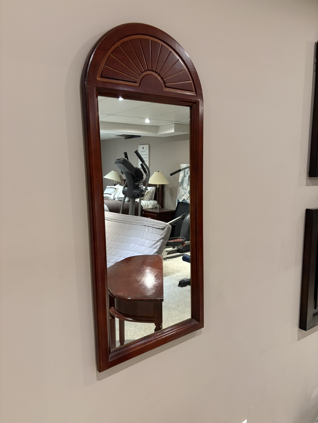 Wooden Arch Top Mirror - 81cm x 37cm - photo 3