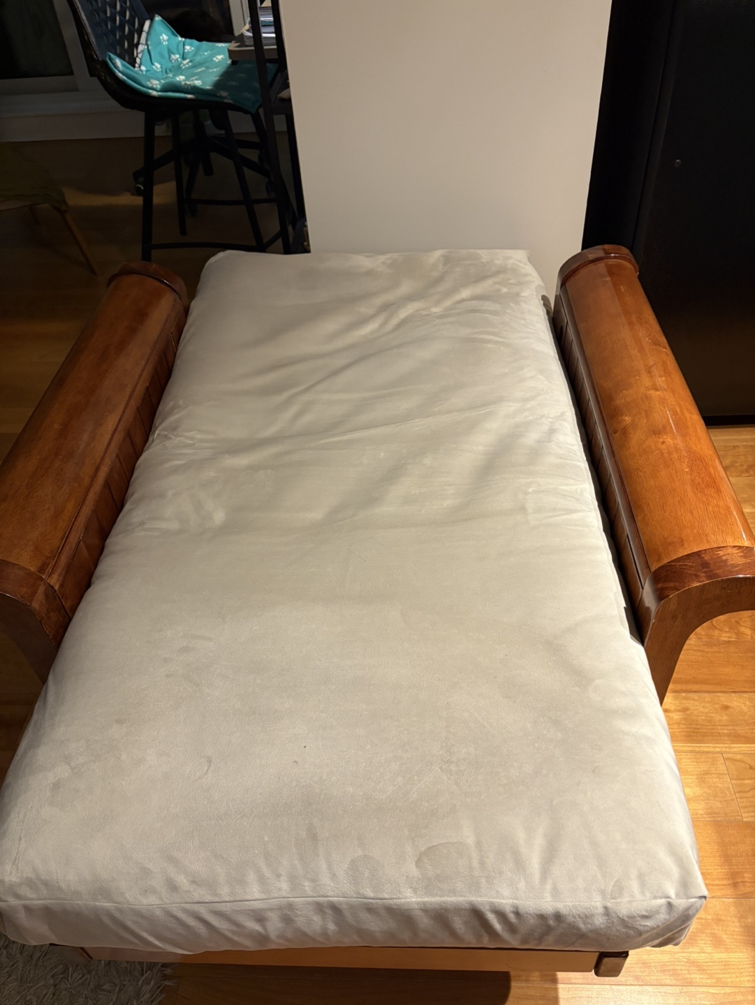 Wooden Futon Chair with Grey Cover - photo 5
